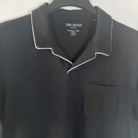 Todd Snyder Montauk Tipped Polo Shirt Large Homespun Slub Cotton Made in USA - Picture 2 of 7